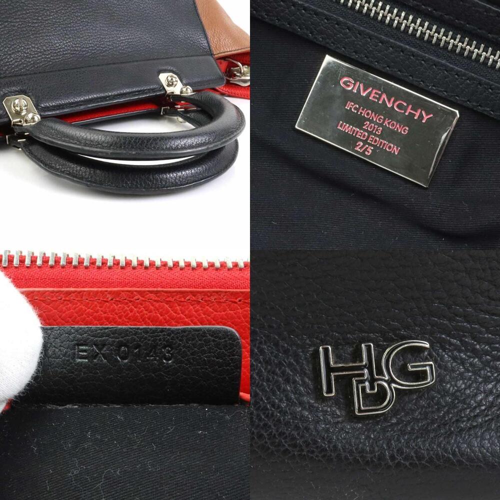Givenchy 2way Shoulder Bag Leather Black Brown Red - Picture 5 of 5